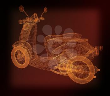 Vintage Retro Moped. 3d model. 3D illustration. Vintage style.