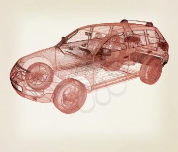 Model cars. 3d render . 3D illustration. Vintage style.