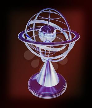 Terrestrial globe model . 3D illustration. Vintage style.