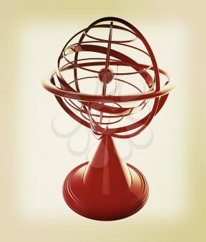 Terrestrial globe model . 3D illustration. Vintage style.