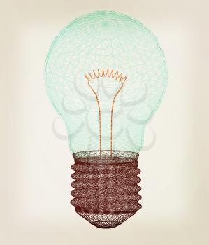 3d bulb icon. 3D illustration. Vintage style.