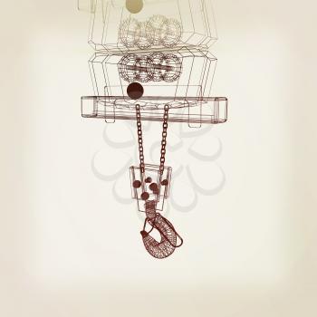 Crane hook. 3D illustration. Vintage style.