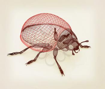beetle. 3D illustration. Vintage style.