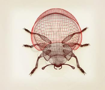 beetle. 3D illustration. Vintage style.