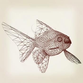 Fish. 3D illustration. Vintage style.