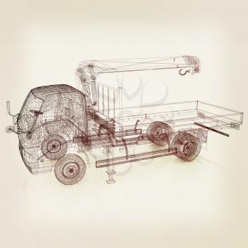 3d model truck. 3D illustration. Vintage style.