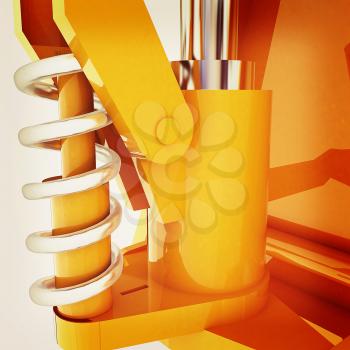 Abstract engineering assembly. 3D illustration. Vintage style.