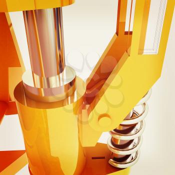 Abstract engineering assembly. 3D illustration. Vintage style.