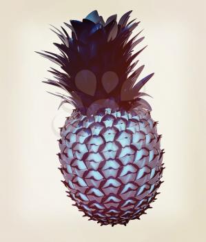 Abstract pineapple. 3D illustration. Vintage style.