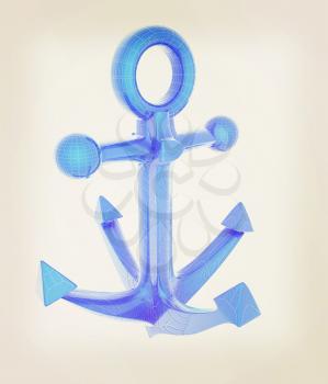 anchor. 3D illustration. Vintage style.
