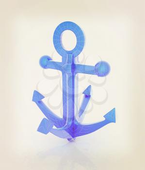 anchor. 3D illustration. Vintage style.