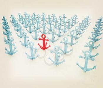 leadership concept with anchors. 3D illustration. Vintage style.