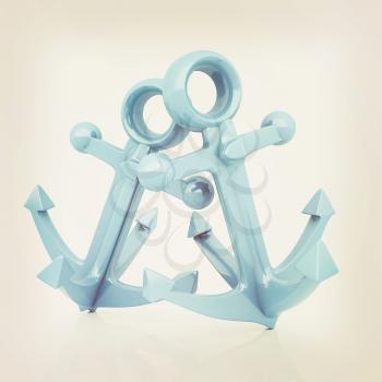 anchors. 3D illustration. Vintage style.