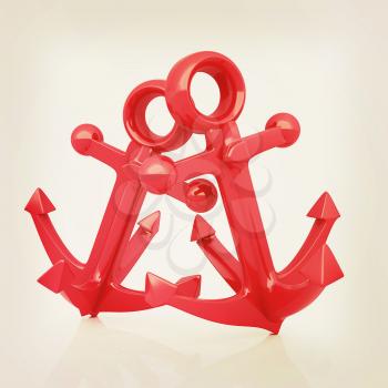 anchors. 3D illustration. Vintage style.