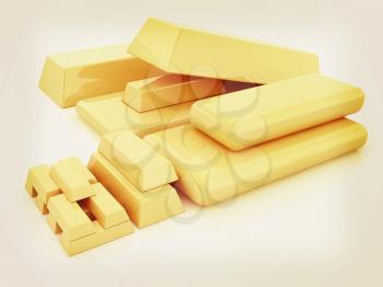 fake (mock) of gold bars. 3D illustration. Vintage style.