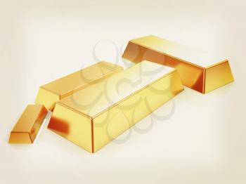 gold bars. 3D illustration. Vintage style.