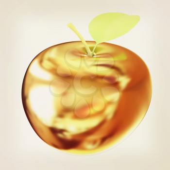 Gold apple. 3D illustration. Vintage style.