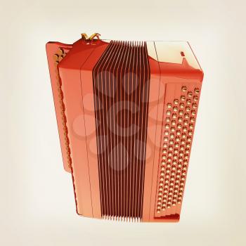 Musical icon instruments - bayan. 3D illustration. Vintage style.