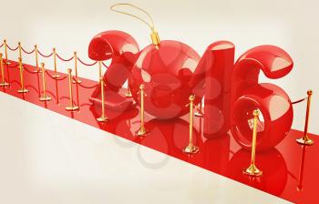 Happy new 2016 year on New Year's path to the success. 3D illustration. Vintage style.