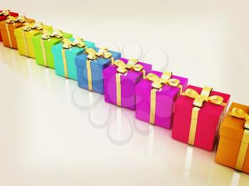 colorful gifts box. 3D illustration. Vintage style.