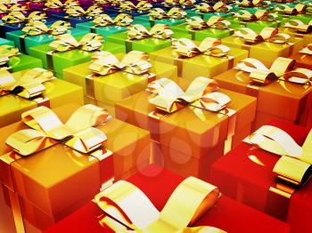 colorful gifts box. 3D illustration. Vintage style.