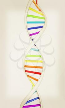 DNA structure model on white. 3D illustration. Vintage style.