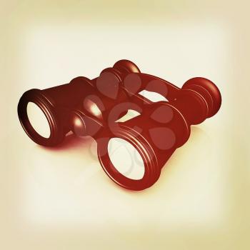binoculars. 3D illustration. Vintage style.