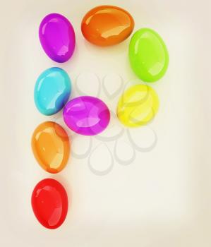 Alphabet from colorful eggs. Letter P. 3D illustration. Vintage style.