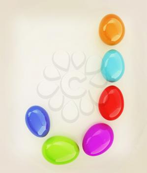 Alphabet from colorful eggs. Letter J. 3D illustration. Vintage style.