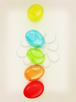 Alphabet from colorful eggs. Letter I. 3D illustration. Vintage style.