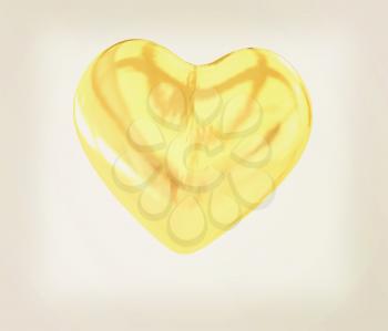 Gold heart. 3D illustration. Vintage style.