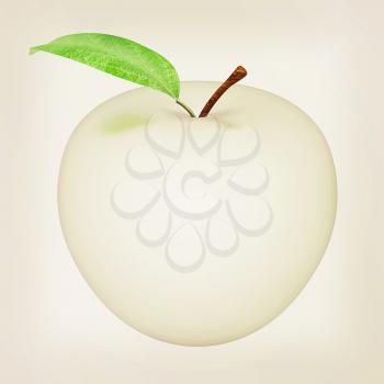 Metall apple isolated on white background . 3D illustration. Vintage style.