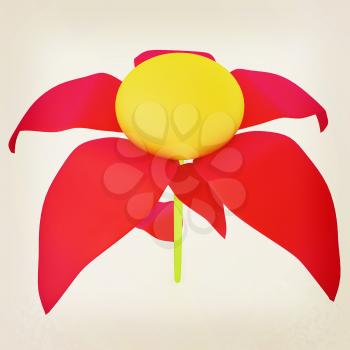 Flower icon 3d . 3D illustration. Vintage style.