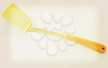 gold cutlery on white background . 3D illustration. Vintage style.