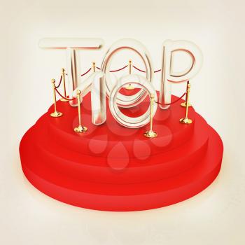 Top ten icon on white background. 3d rendered image . 3D illustration. Vintage style.
