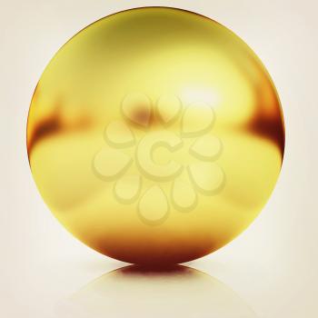 Gold Ball on a white background. 3D illustration. Vintage style.