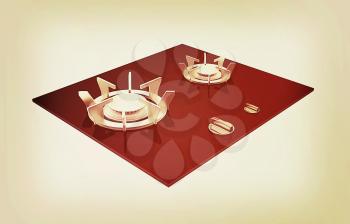 3d gas-stove on a white background. 3D illustration. Vintage style.