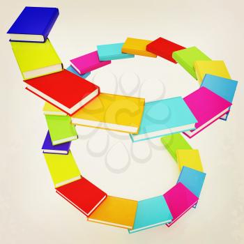 colorful real books on a white background. 3D illustration. Vintage style.