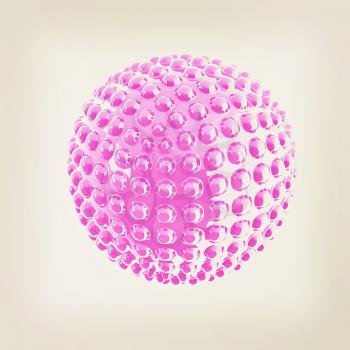 Abstract glossy sphere with pimples . 3D illustration. Vintage style.