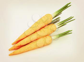 Heap of carrots on a white background. 3D illustration. Vintage style.