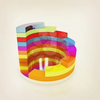 Abstract colorful structure on a white background. 3D illustration. Vintage style.