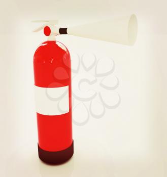 Red fire extinguisher on a white background. 3D illustration. Vintage style.