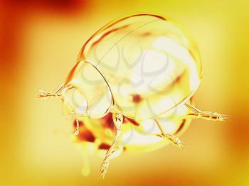 golden beetle on a gold background. 3D illustration. Vintage style.