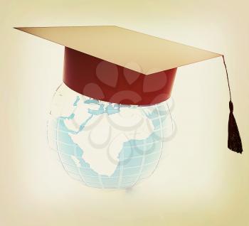 Global Education on a white background. 3D illustration. Vintage style.