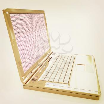 Laptop on a white background. 3D illustration. Vintage style.