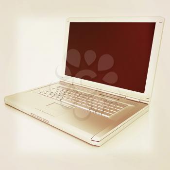 Laptop Computer PC on a white background. 3D illustration. Vintage style.