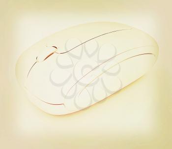 Wireless computer mouse on white background . 3D illustration. Vintage style.