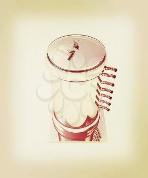 3d abstract metal pressure vessel on white background. 3D illustration. Vintage style.