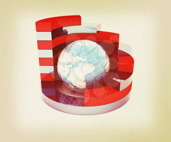 Abstract structure with blue earth in the center . 3D illustration. Vintage style.