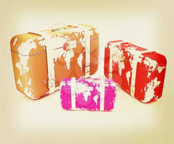 suitcases for travel . 3D illustration. Vintage style.